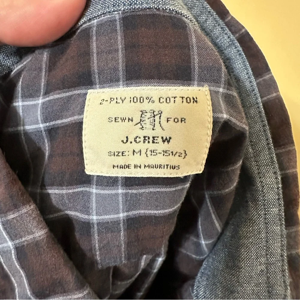 J. Crew 2-Ply 100% Cotton Plaid Button Down Shirt Men M Blue